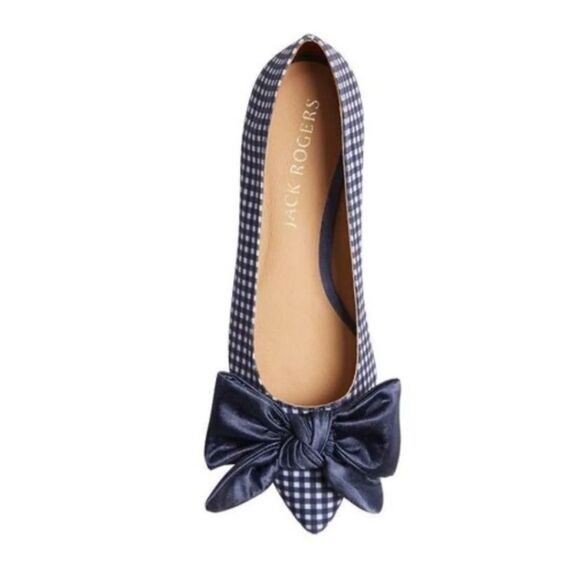 Jack Rogers Blue Gingham Bow Heidi Flat Size 8 / Néw No Box - Picture 3 of 6